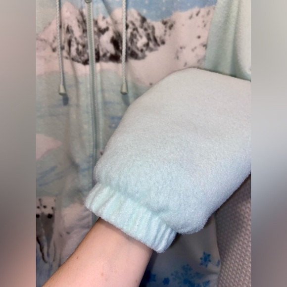 Women’s Vintage hooded full zip mint and blue fleece Jacket with polar bears S/M - Picture 11 of 15